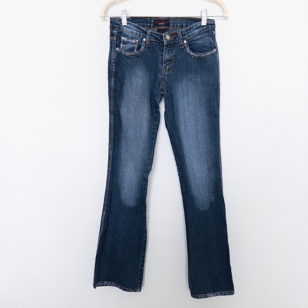 Y2K Jeans Size 3/4 Small Blue Low Rise Flare Stretch Indie Sleaze 2000s‎ Street